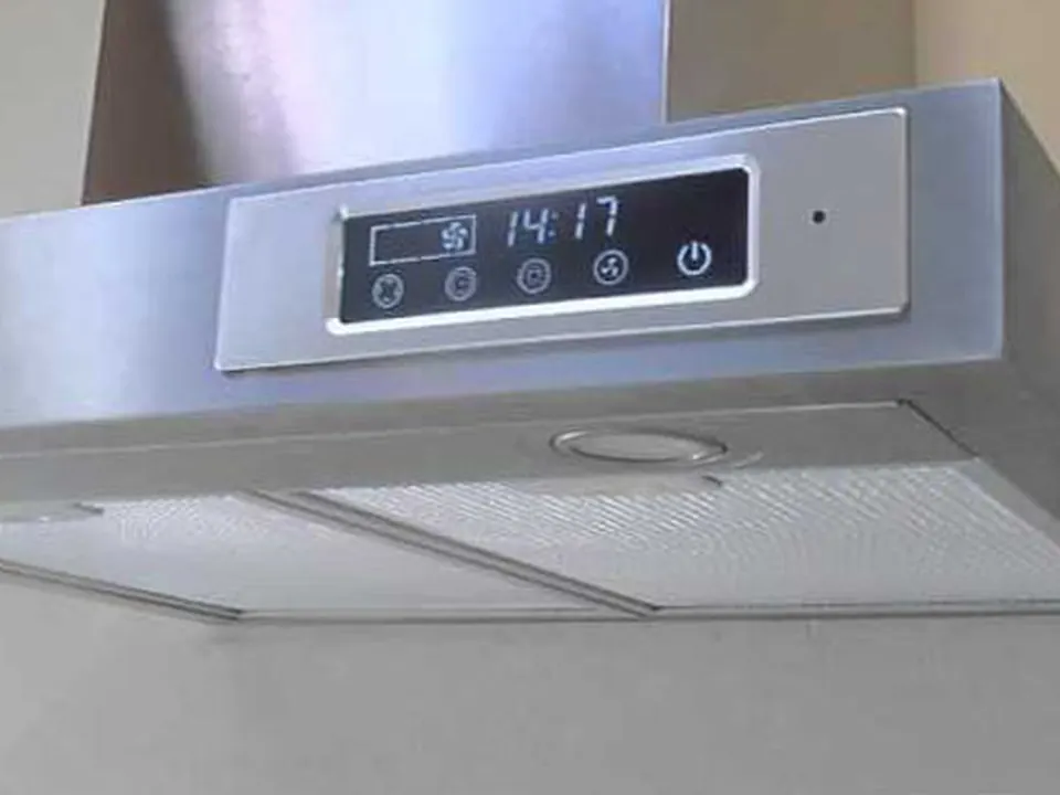 Painel digital de coifa em inox com relógio